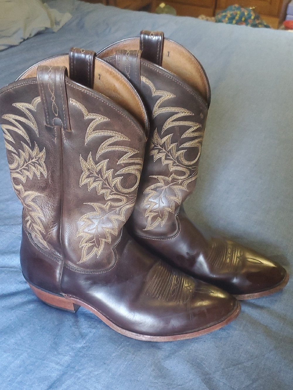 Tony Lama Men's Brown Leather Cowboy Boots Western Size 11.5 EE - Picture 2 of 5